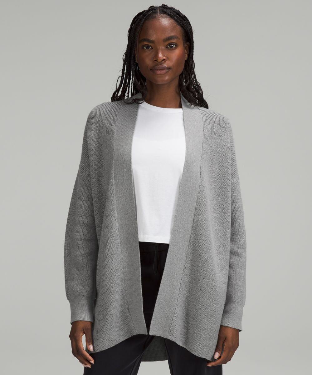Lululemon Athletica Merino Wool-Blend Ribbed Long Wrap Sweater - 6